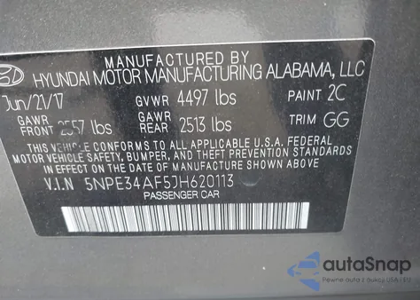 2018 Hyundai Sonata Sel z USA, uszkodzony, nr VIN 5NPE34AF5JH620113